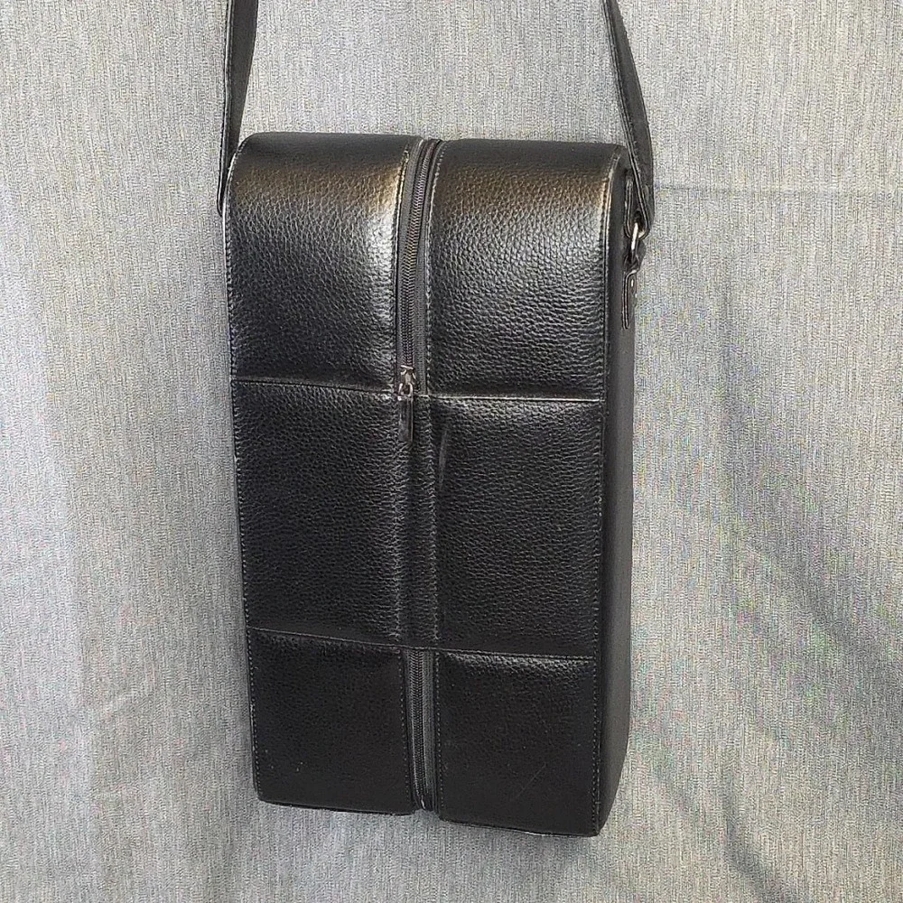 Vintage Leather And Velvet Double Wine Bottle Carrying Case Classy Outing...